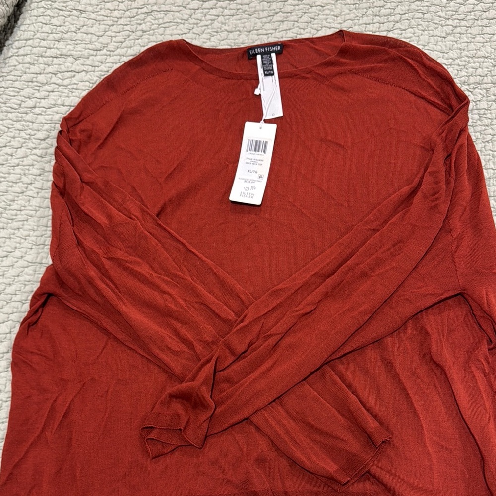 Eileen Fisher Rust Long Sleeve Top
